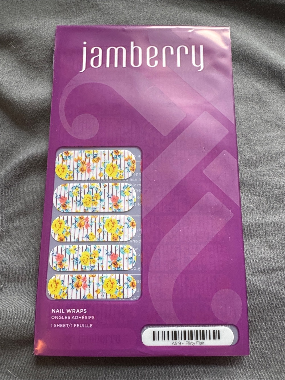 Jamberry Yellow Floral & Stripe Nail Wraps